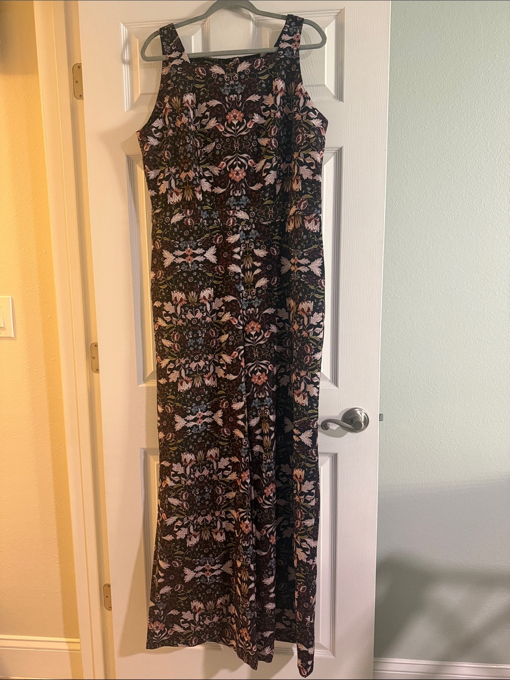 Floral Print Square Neck Black Jumpsuit